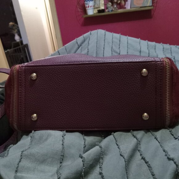 Nico Louise Burgundy Suede Shoulder Bag - Picture 7 of 9